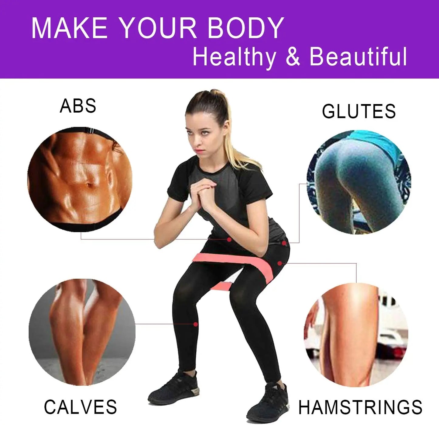 Five Piece Set Yoga Elastic Band, Exercise Resistance Band, Fitness Band, Tension Loop, Hip Training Tension Band