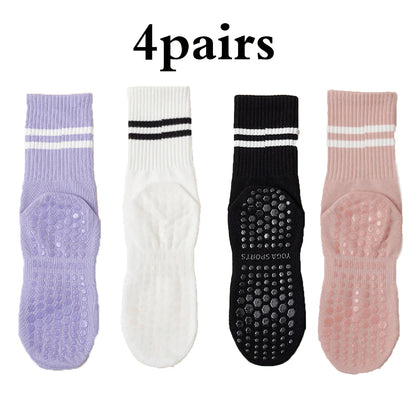4 Pairs Non-Slip Pilates & Yoga Socks for Women