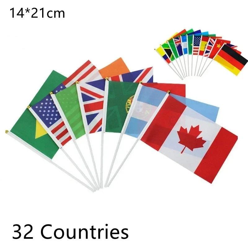 32 Countries Mini Hand Flags