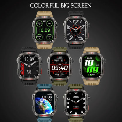 Military-style GPS smartwatch with flashlight, compass, and Bluetooth call – waterproof and outdoor-ready