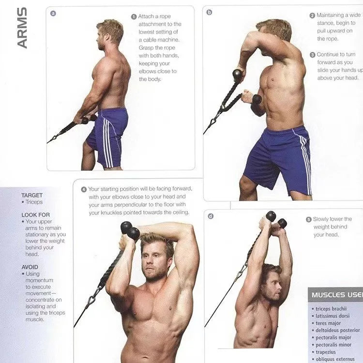 Tricep Pull Rope Push/Pull Gym Cable Attachment