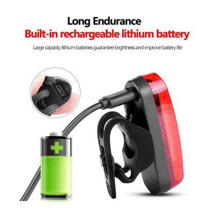 Bicycle Bike Rear Light USB Rechargeable