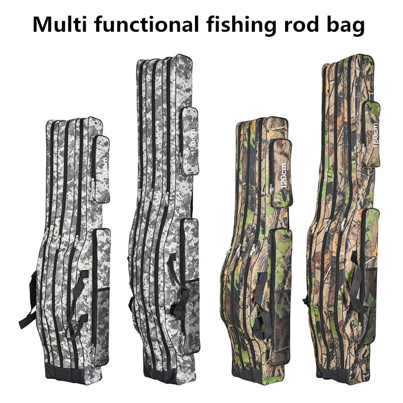 Foldable Three-Layer Fishing Rod Bag