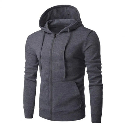 Men Long Sleeve Hoodie Zipper Closure