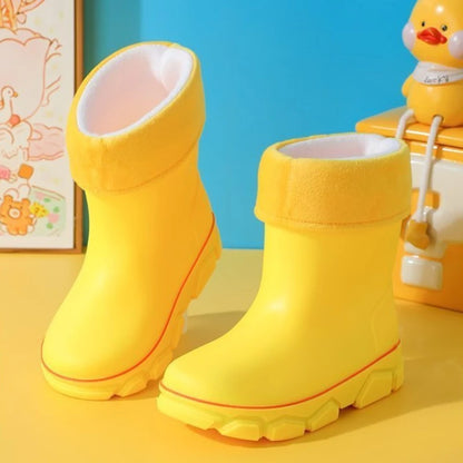 Girls Waterproof Fleece Rain Boots