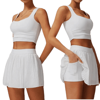 Sporty Tennis Skirt Two-Piece Set