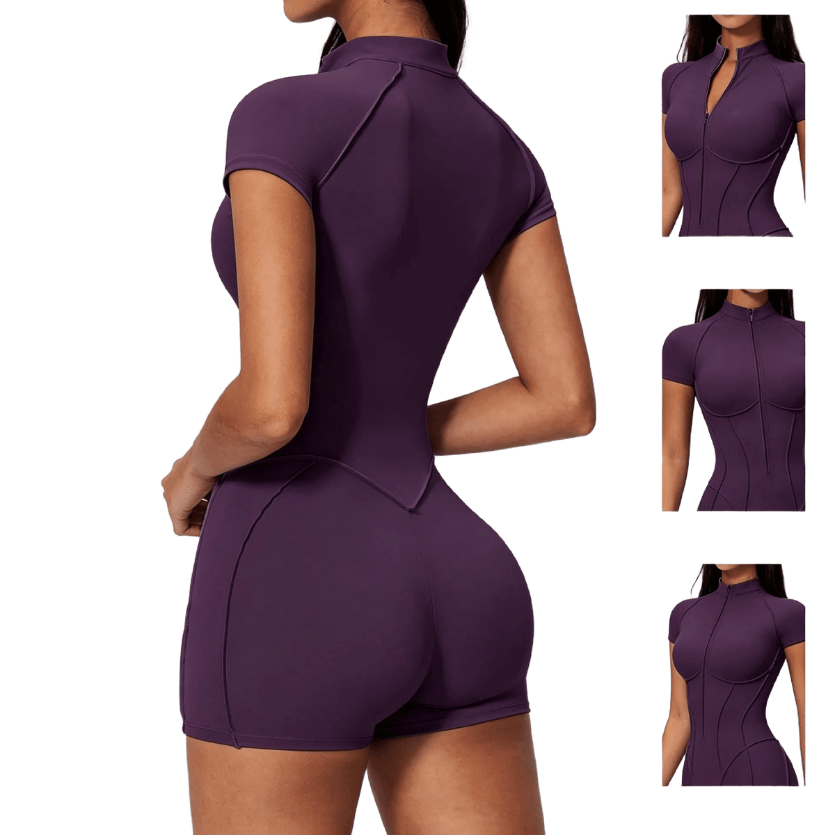 Zipper Fitness Bodysuit Butt Lifting