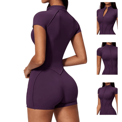 Zipper Fitness Bodysuit Butt Lifting
